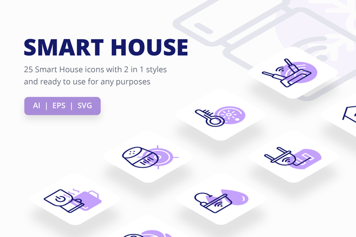 Smart House Icons (Line and Solid)