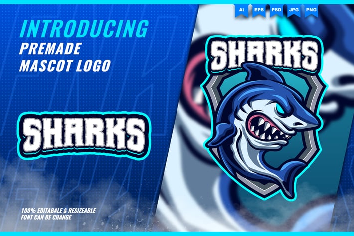 Blue Shark - Mascot Esport Logo Template