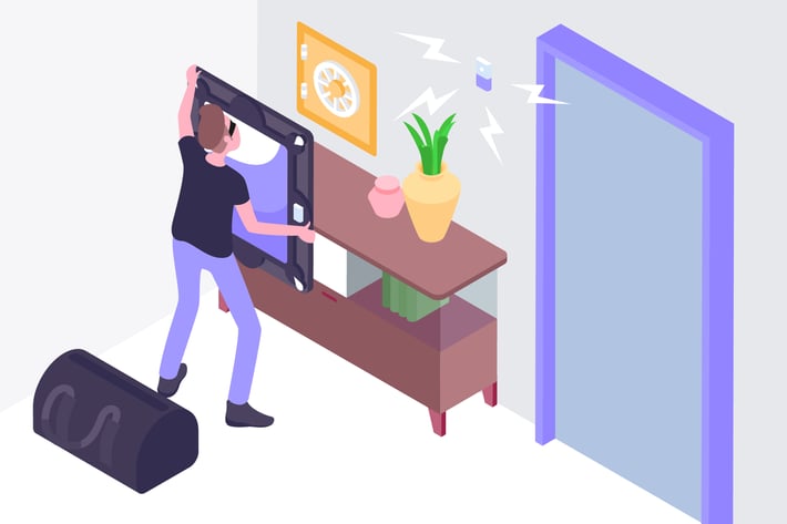 Burglar Smart Alarms Isometric Illustration