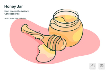 Honey Jar Organic Food Vector Illustration
