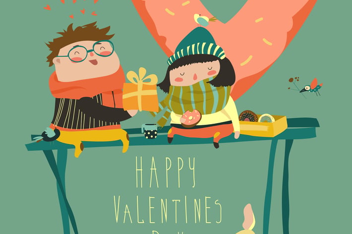 Couple in love celebrating Valentines Day
