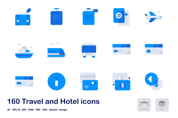 Travel and Hotel Accent Duo Tone Flat Icons