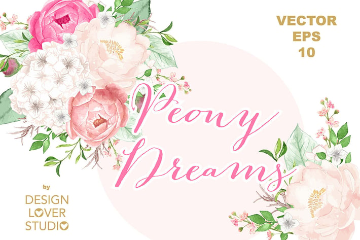 Vector Watercolor Rose Blush clipart