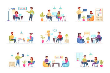 Coworking Office People Character Situation Scenes
