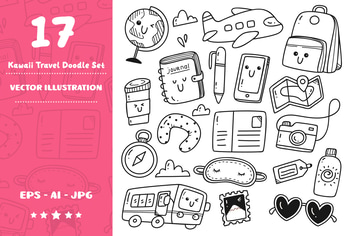 Kawaii Travel Doodle Set