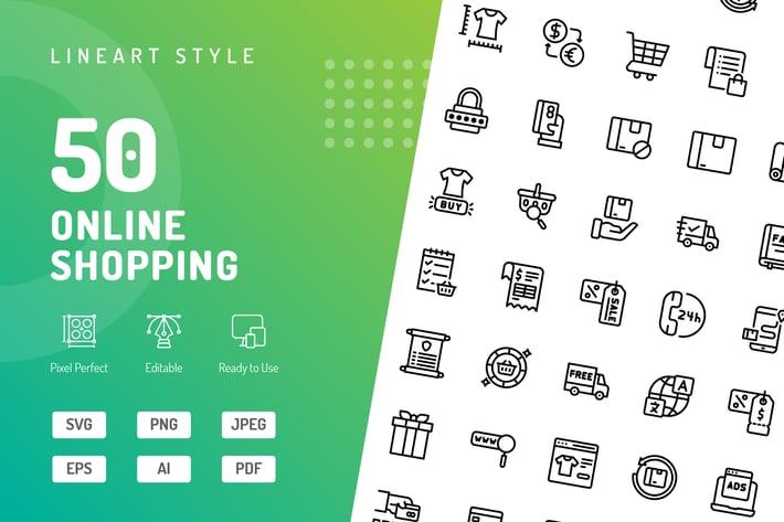 Online Shopping Line Icons
