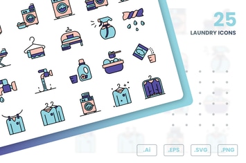 Laundry Shop Icons Set
