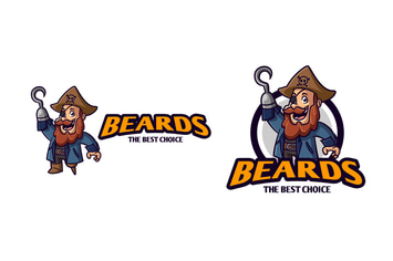 Retro Cartoon Bearded Pirate Character Mascot Logo