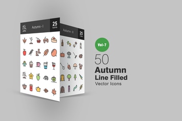 50 Autumn Filled Line Icons