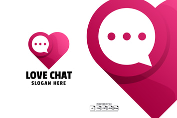 Love Chat Gradient Colorful Logo Template