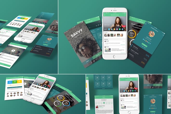 4 iPhone 6s Perspective Screen Mockups
