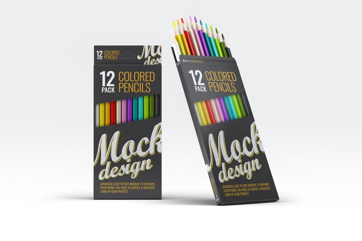 Colored Pencils 12 Pack Mock-Up