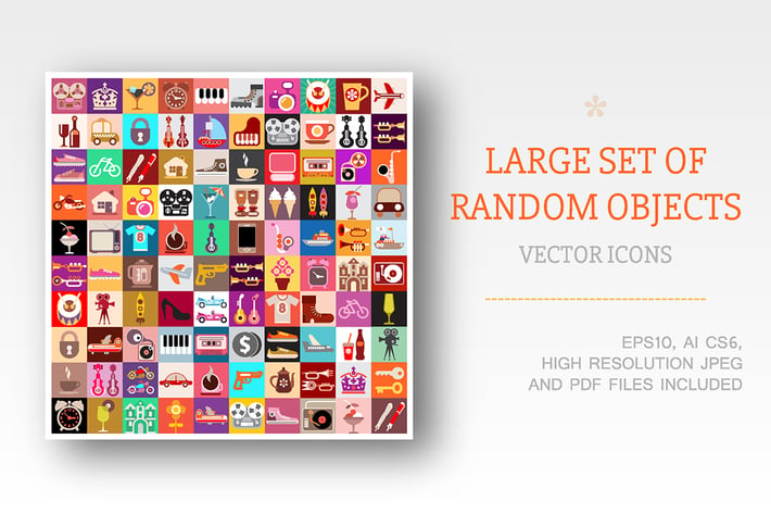 Large set of Random objects vector illustration