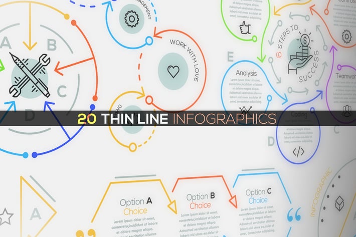 20 Thin Line Infographics