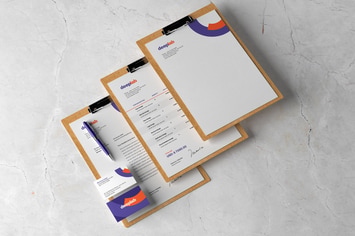 Stationery Branding Mockup with Clipboard