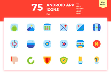 75 Android App Icons (Flat)