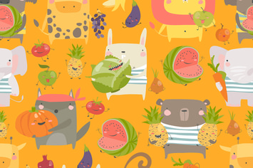 Vector seamless pattern with cartoon animals 