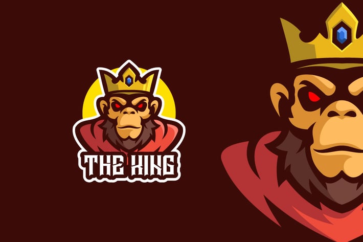 Angry Monkey King Mascot Character Logo Template