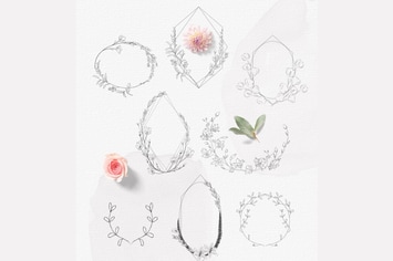 Hand-drawn floral frames, Feminine Wedding