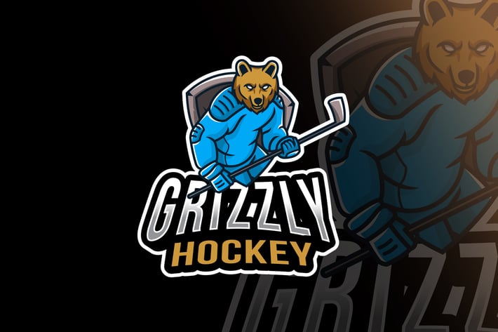 Grizzly Hockey Sport Logo Template