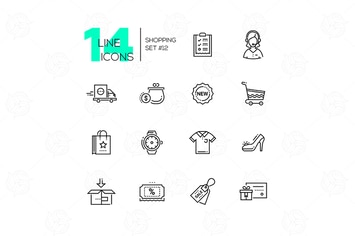 Shopping - line icons set