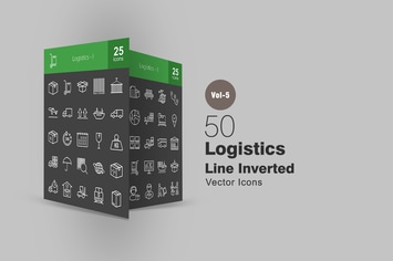 50 Logistics Line Inverted Icons