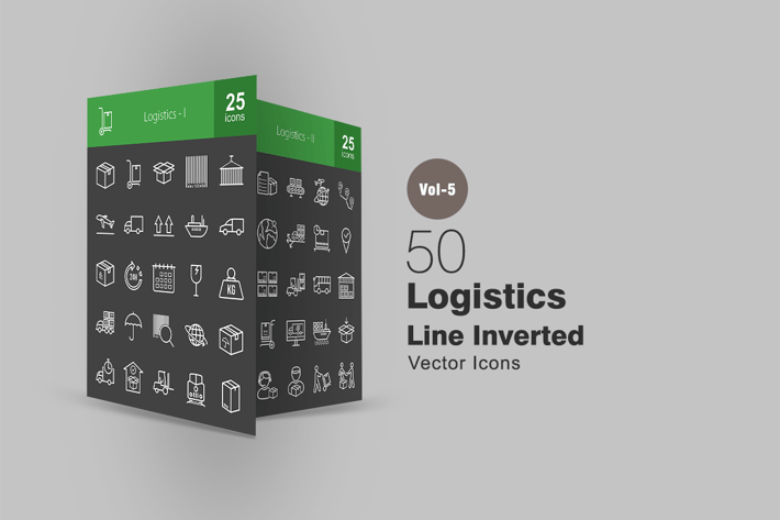 50 Logistics Line Inverted Icons
