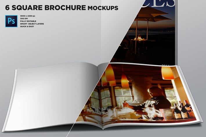 Realistic Square Brochure Mockups