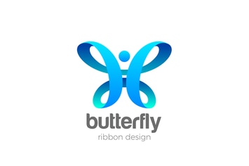 Butterfly Logo abstract design Ribbon style