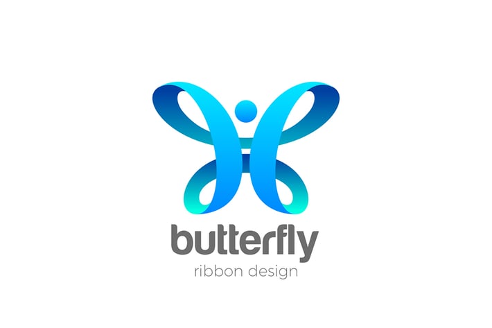 Butterfly Logo abstract design Ribbon style