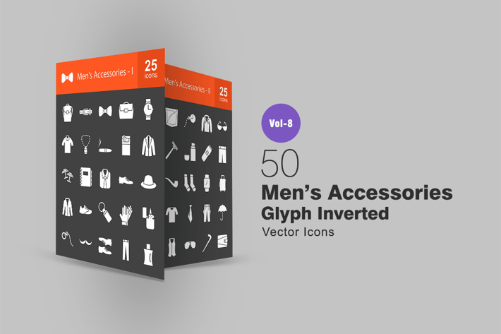 50 Men's Accessories Glyph Inverted Icons