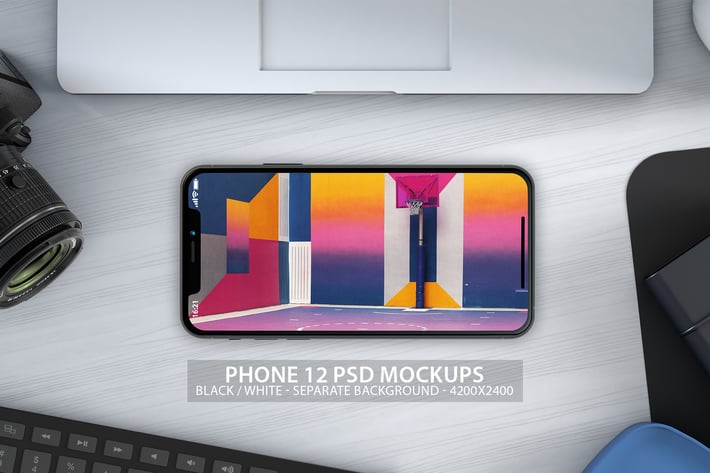 iPhone 12 PSD Mockups with Clean Background