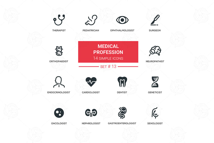 Medical professions - simple flat design icons set