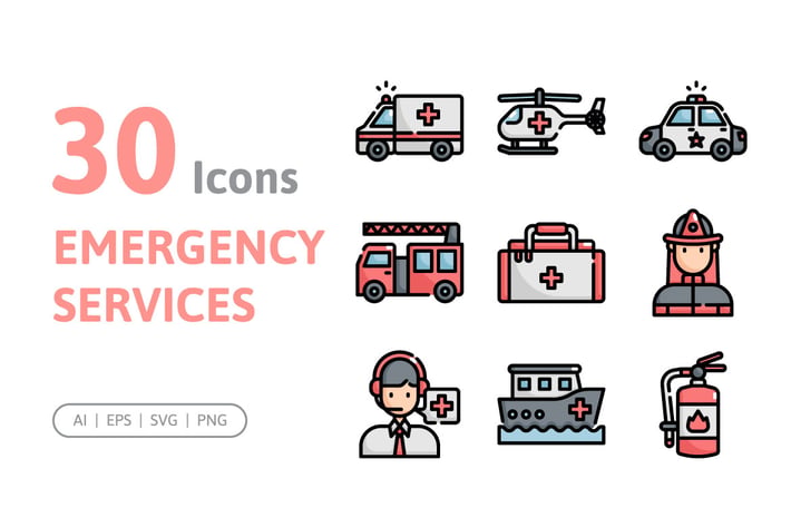 30 mergency Services Icons