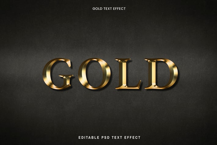 Gold text effect on a black background