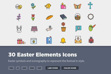 30 Easter Elements Icons