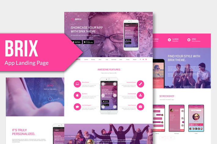 BRIX - Mobile App landing page Muse Template