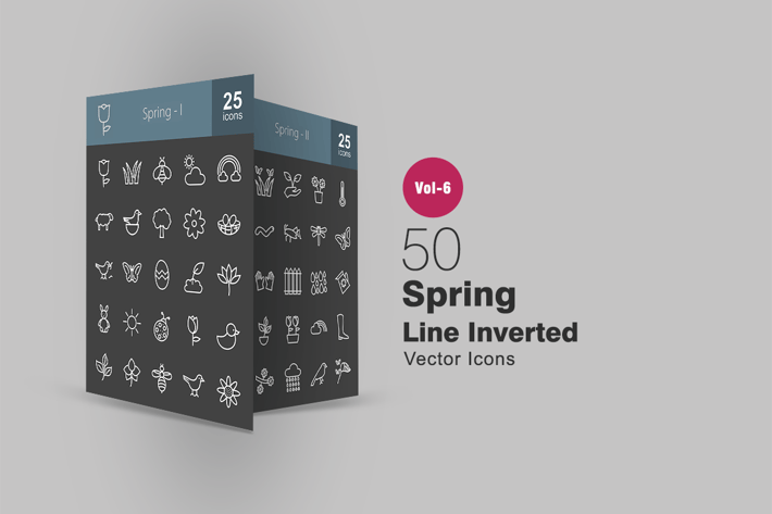 50 Spring Line Inverted Icons