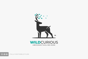 Deer with Leaves Logo Template