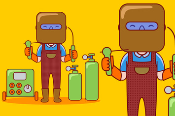 Man Welder Profession Cartoon Vector
