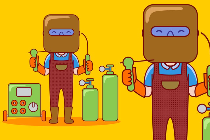Man Welder Profession Cartoon Vector