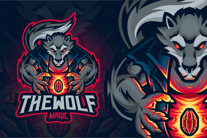 The Wolf Magic Mascot Logo