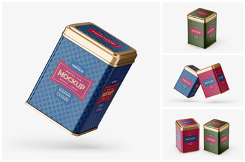 Square Tin Can Mockup Set