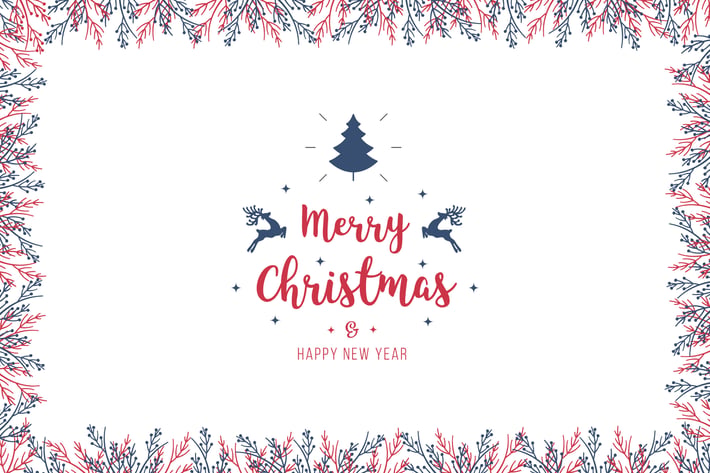 Christmas branches border with greetings vector