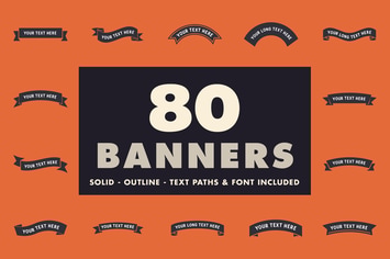 80 banners - Solid, outline & font included!