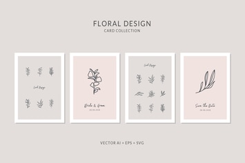 Floral Card Vector Set