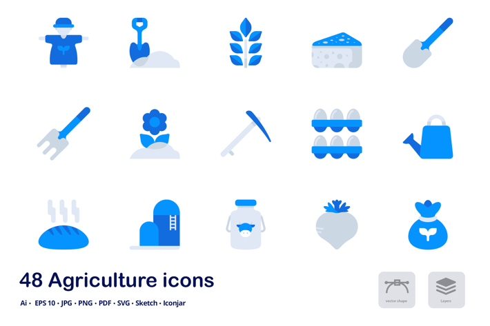 Agriculture Accent Duo Tone Flat Icons