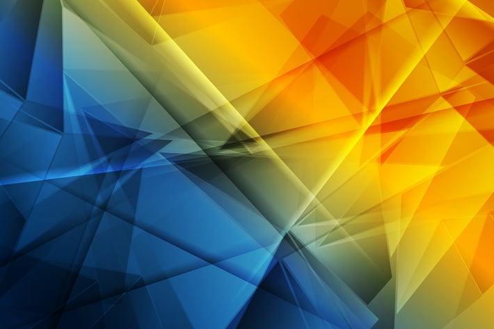 Glossy blue orange abstract low poly shapes
