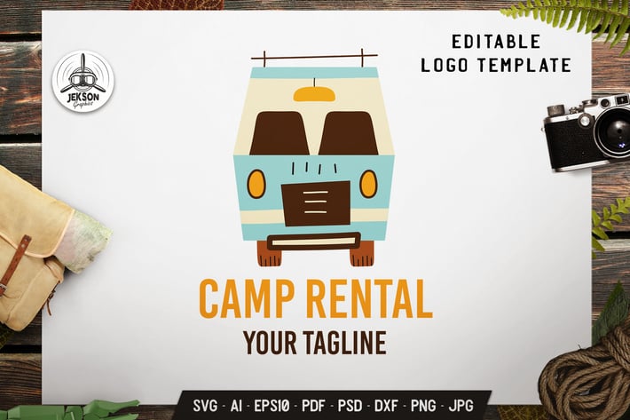 Camp Rental Label Template. RV Trailer Flat Badge