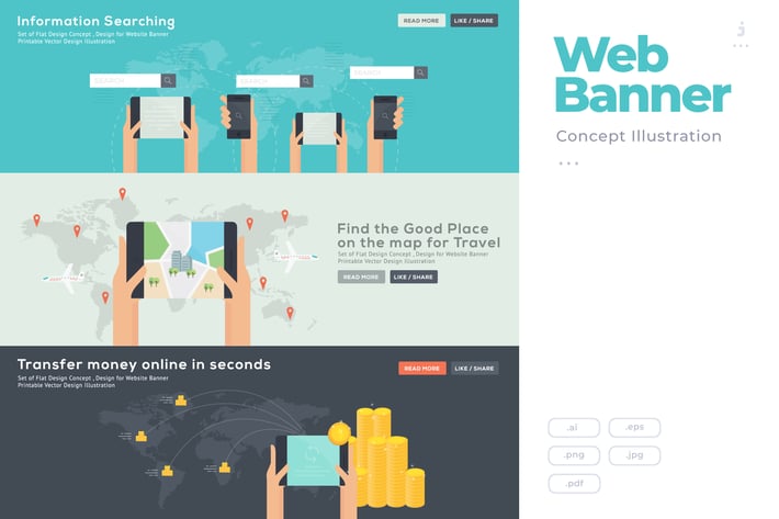 Flat Design Banner Concept for Digital Service